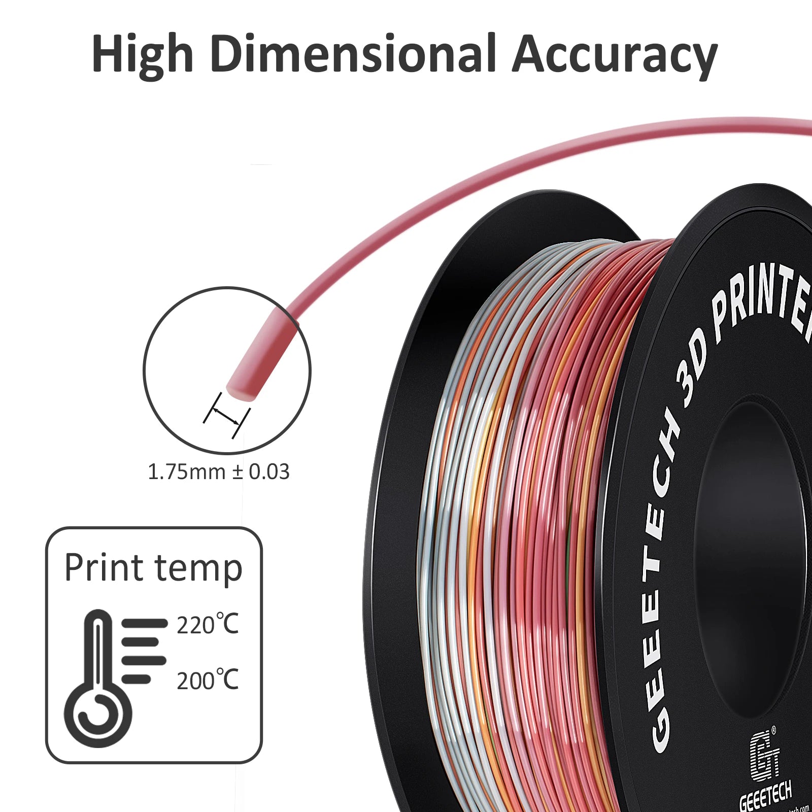 Geeetech 3d printer Filament PLA PETG Plastic 1kg 1.75mm,Tangle-Free, 3d printing wire materials, black, white, vacuum packaging